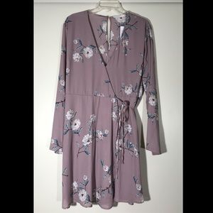 Mauve Floral Wrap Around Dress